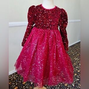 Red Sequin and Tulle Dress